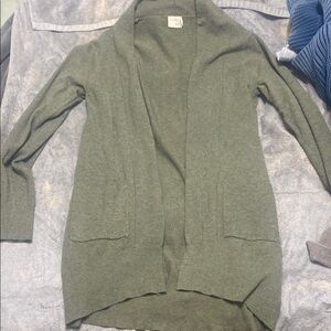 Olive Green Open Front Cardigan Sweater